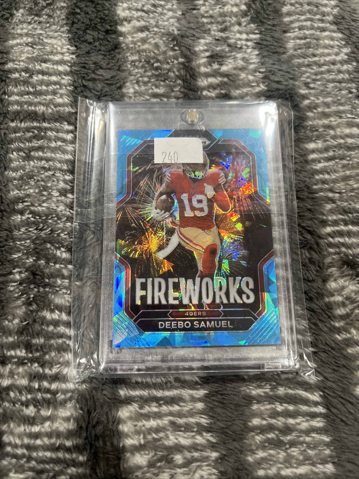 2022 Panini Prizm - Fireworks Blue Ice Prizm #F-17 Deebo Samuel 84/99