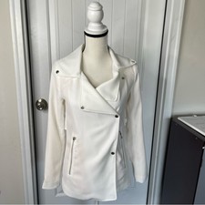 Aritzia New Wilfred White Mayet Crepe Moto Jacket Size Xxs