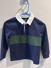 Tommy Bahama Polo Shirt Boys XS 4 Kids Blue Green White Long Sleeve Preppy