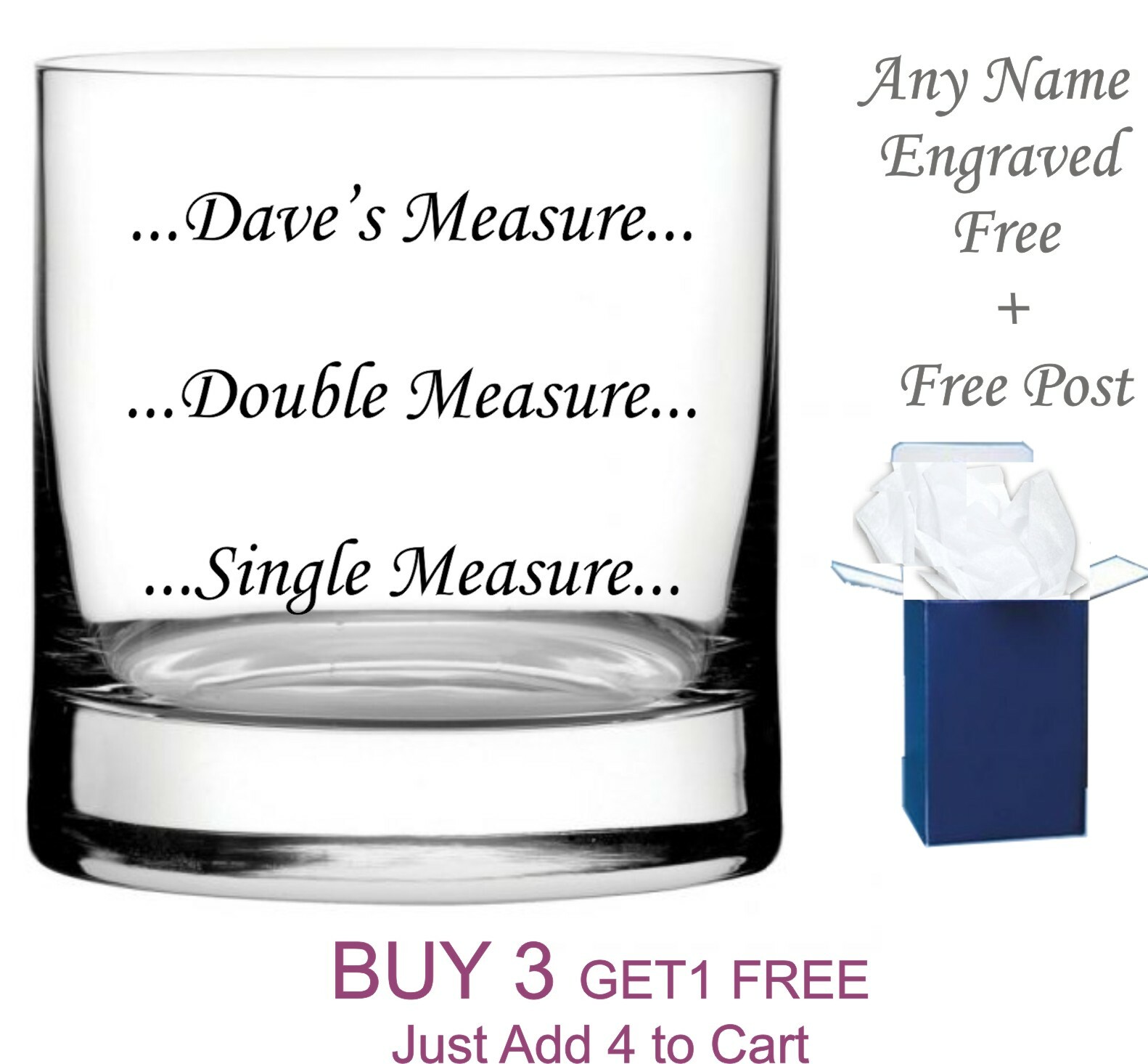 Personalised Engraved Whisky Tumbler with 3 Measures - Ideal Gift for Dad-image