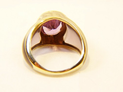 Einzigartiger Vintage 10 K Gold Amethyst transparente Seiten Mid Century Gr. 8 Dinner Ring - Bild 9 von 12