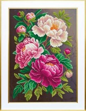 Bead Embroidery Kit Peonies DIY Craft Kit Bead Needlepoint t-1389