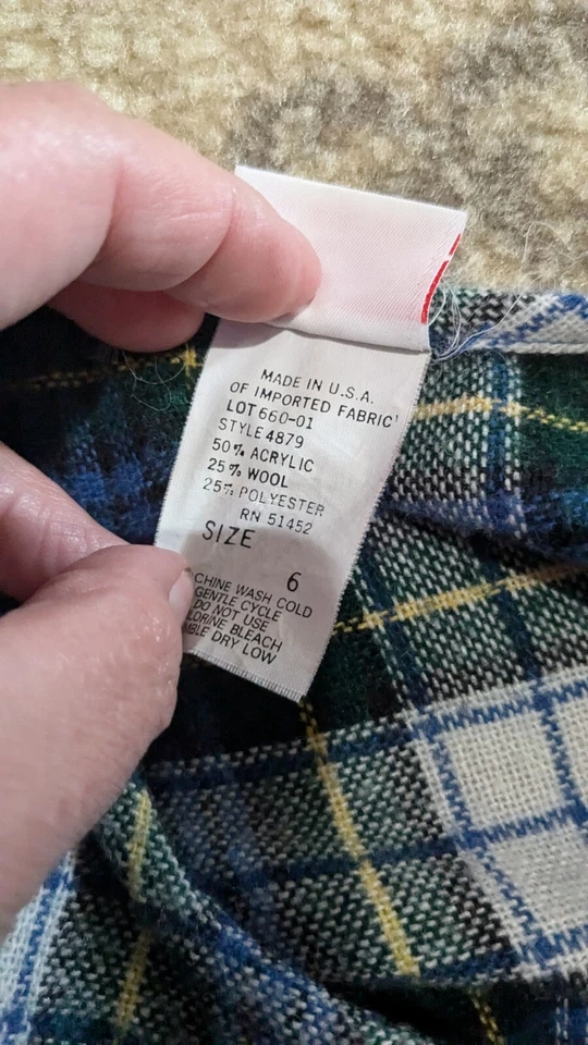 VTG Plaid Ruffle Holiday Dress Girls Size 6 Sheila strong Sparkle Blue Green - Image 4 of 4