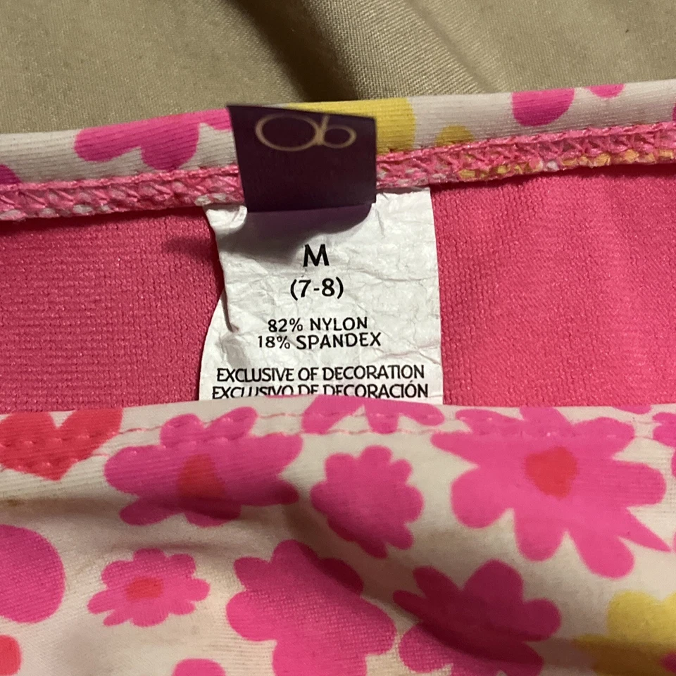 OP Ocean Pacific | Girls 2 Piece Tankini Set Peace Sign Ruffles | M ( 7-8 ) - Image 4 of 4