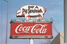 CP ENSEIGNE vintage 1950 COCA COLA COCHON édit. USA 80's vierge TBE