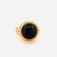 Gold Over Sterling Silver 925 Black Onyx Statement Ring, Filigree, Size 10, 9.13