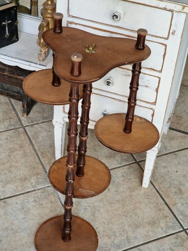 antik Blumensäule englischer Blumentisch Piedestal Säulen Tisch Leder Einsatz - Bild 10 von 11