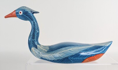 Vintage MCM Pottery Blue Heron Swan   St. Louis Marked, Rare Mid Century