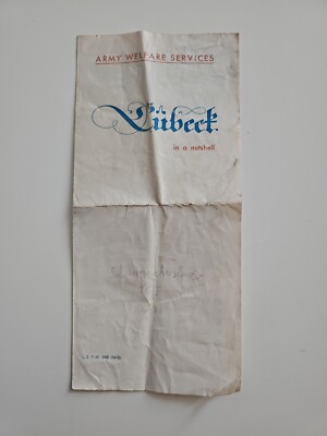 WW2 ARMY WELFARE SERVICES LUBECK GERMANY IN A NUTSHELL LANDMARKS MAP MILITARY 
