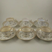 RIDGWAY Antique English c1815 Porcelain 6 GRECIAN Cups & Saucers Sprigs 2 / 127