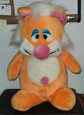 Brechner Plush Kitty Cat Orange white pink Yarn nose Belly Button 14" Vintage