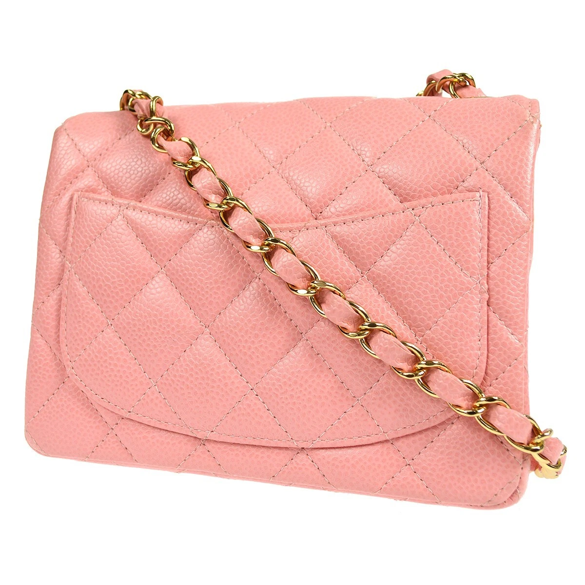 Chanel Pink Caviar Skin Mini Classic Square Flap Bag 17 57685