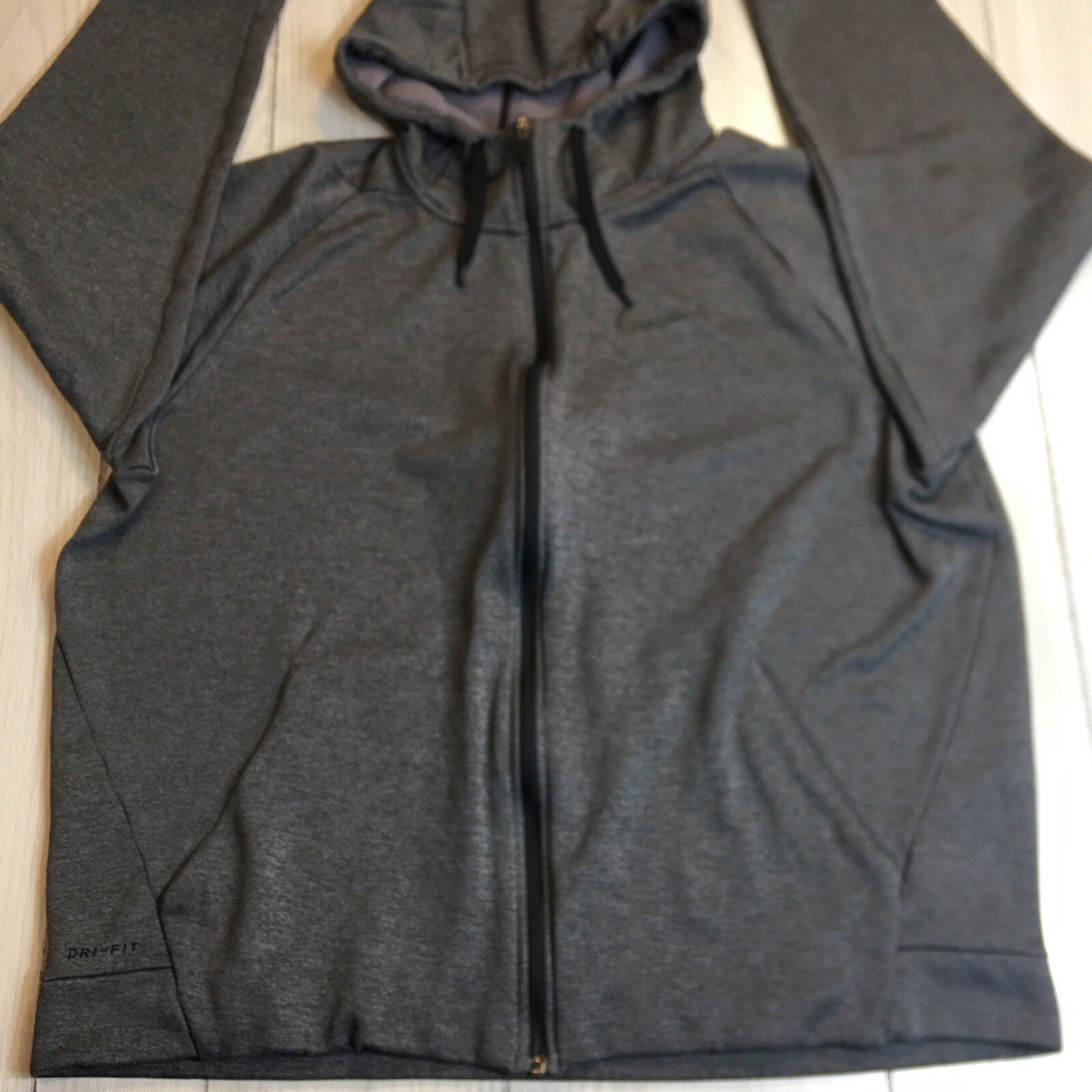 Nike Dri Fit Hooded Sweatshirt Mens XL Gray Full Zip Hoodie Pockets Dri Fit