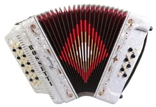 Rossetti 3412 34 Button 3 Switch 12 Bass GCF Sol Accordion - White with Case