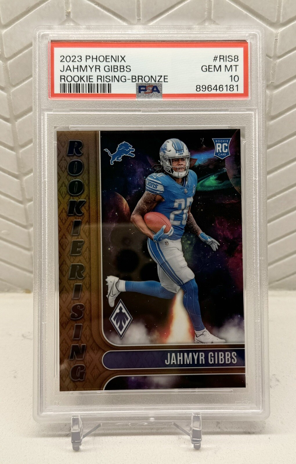 2023 JAHMYR GIBBS #d /50 Panini Phoenix PSA 10 BRONZE Rookie Rising RC SP GEM MT