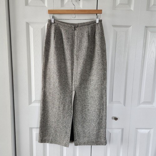 Gonna lunga donna Liz Claiborne taglia 10 Petite nero/bianco misto seta/lana - Foto 2 di 8