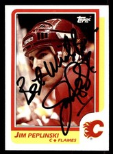 1986 Topps Hockey #182 Jim Peplinski Signed Autograph (no COA)
