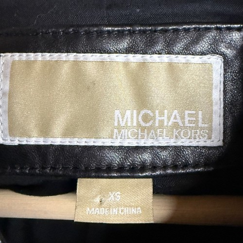 Giacca moto Michael Kors vera pelle nera con cappuccio XS - Foto 7 di 11