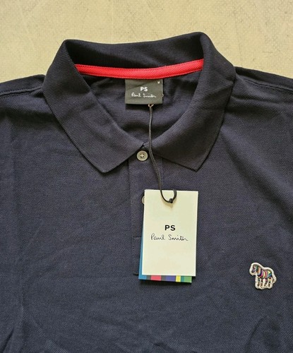 PAUL SMITH Polo Zebra Uomo M Slim Fit Blu Navy Cotone Organico - Foto 4 di 10
