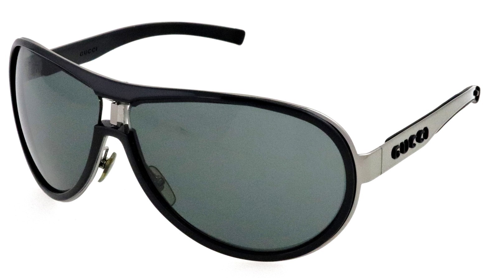 New GUCCI GG1566/S REE95 66mm Black Silver Aviator Sunglasses Italy Unisex