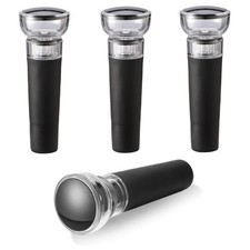 4 Pack Wine Bottle Stoppers with Built-In Vacuum Wine Saver Pump