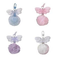 Plush Keychain Bowknot Bear Pendant Charm Keyring for Phone Case Purse Backpack