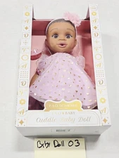 FAO Schwarz Baby Cuddle Baby Doll 14" Pink Dress Flower Headband Pacifier New