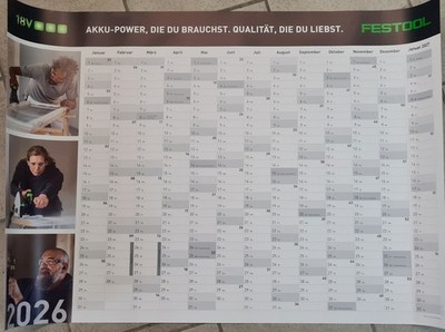 Festool Wandkalender 2026 Plakatkalender Jahresplaner Kalender Fanartikel Fan