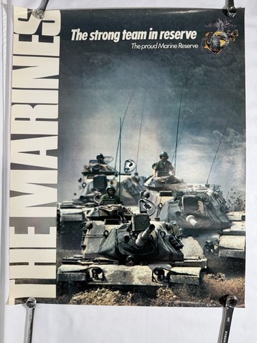 Military Recruitment Poster VINTAGE USMC The Marine Reserve USA 1980