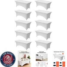 10-Pack 6FT Wrinkle-Resistant Spandex Table Covers for Elegant Events