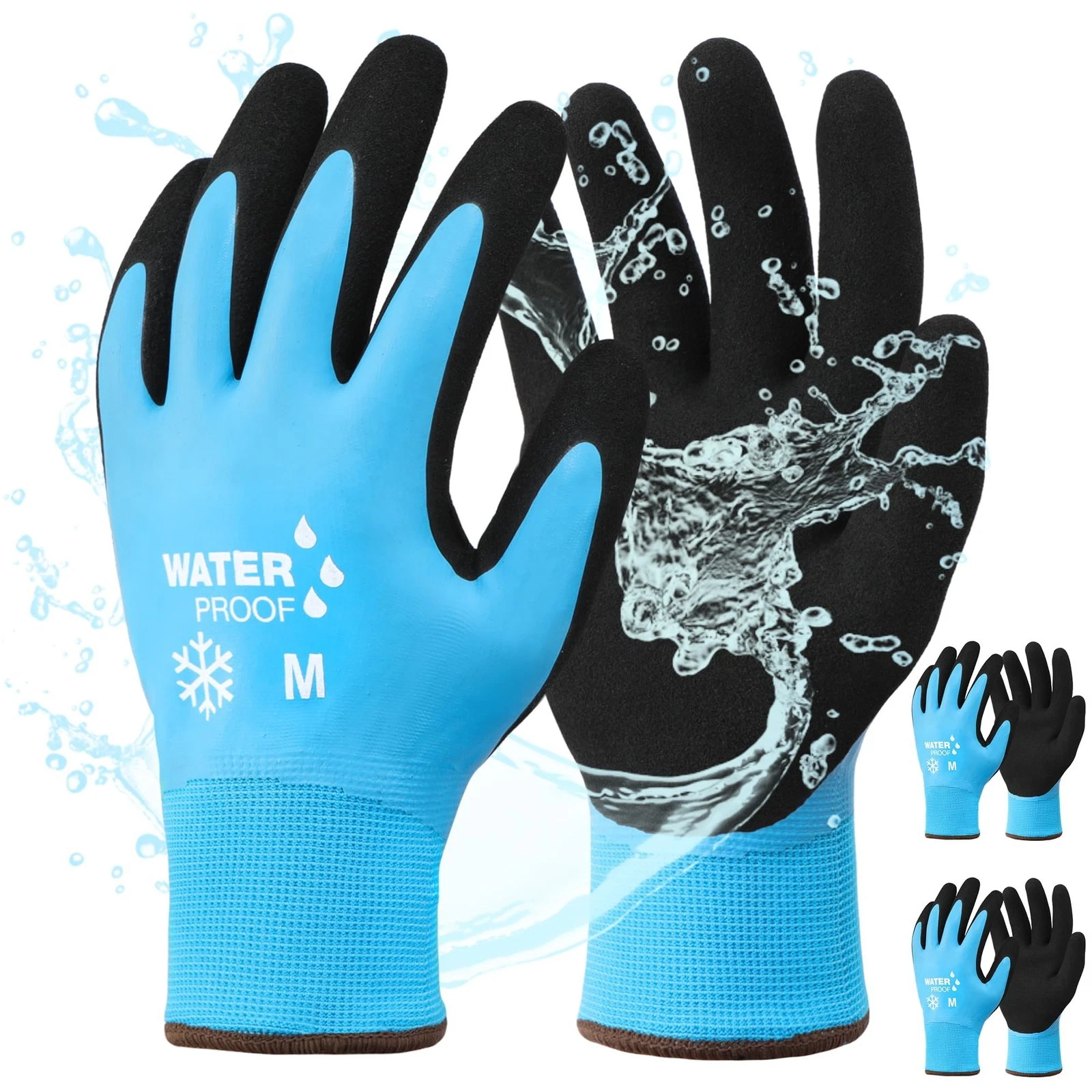 100% Waterproof Winter Work Gloves for Men and Women,(2 Pairs Pack) Foam Late...