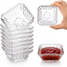 8pc Glass Pinch Bowls 2oz Square Mini Dipping Sauce Bowls Spice Prep Dish Clear