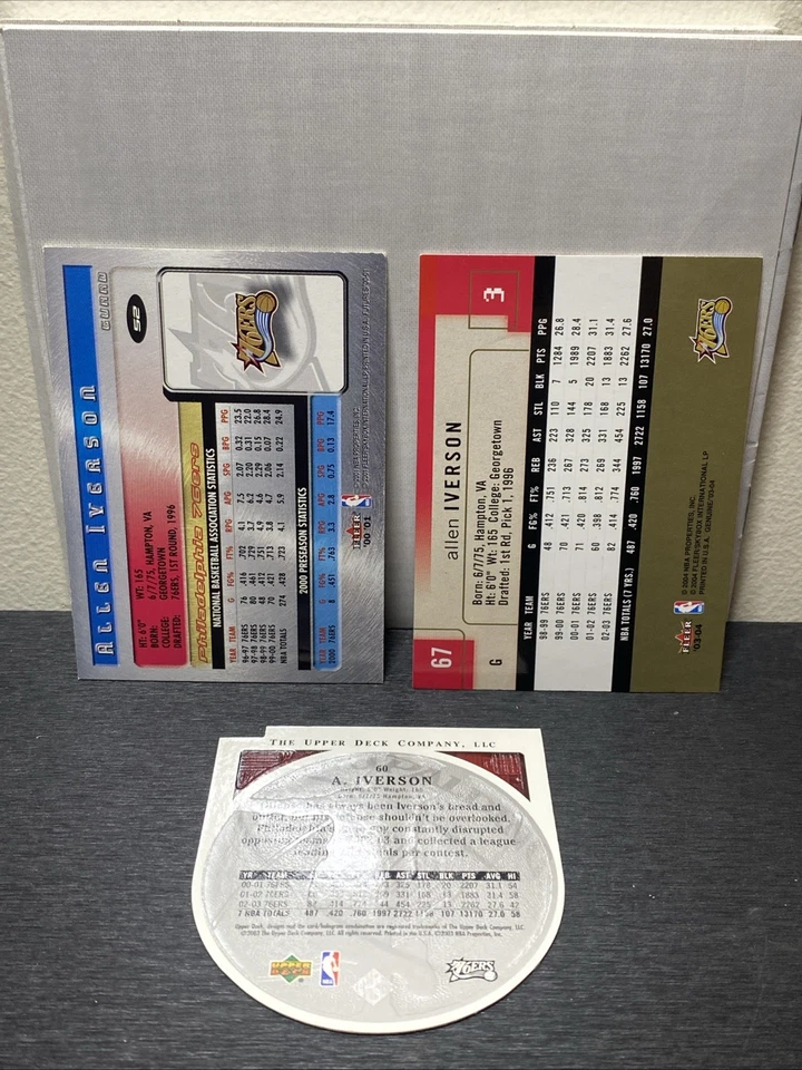 Lote de 3 cartas colecionáveis Philadelphia Sizers Allen Iverson excelente estado - Imagem 2 de 4