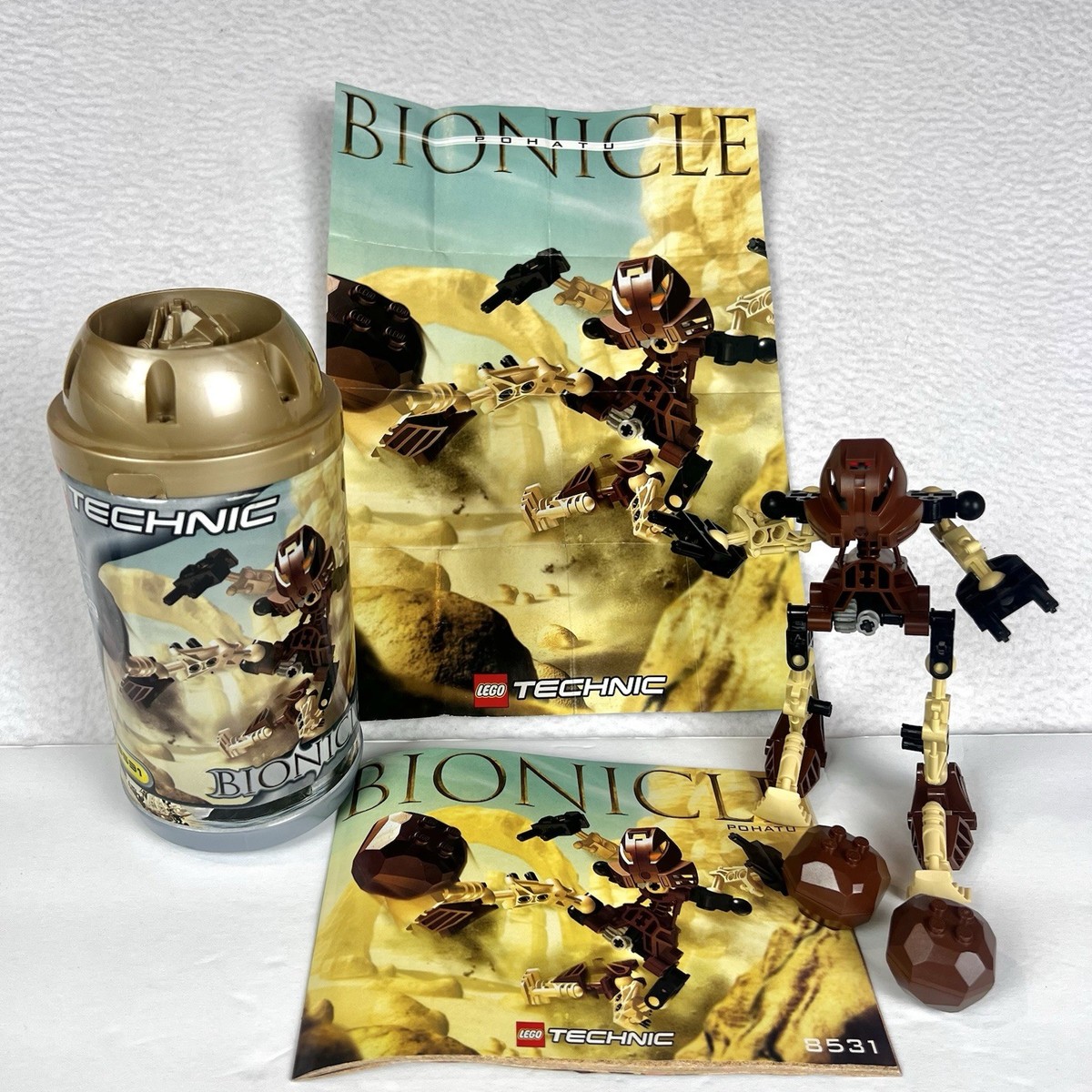 LEGO BIONICLE 8531 Toa Mata: POHATU From 2001 - Complete Canister