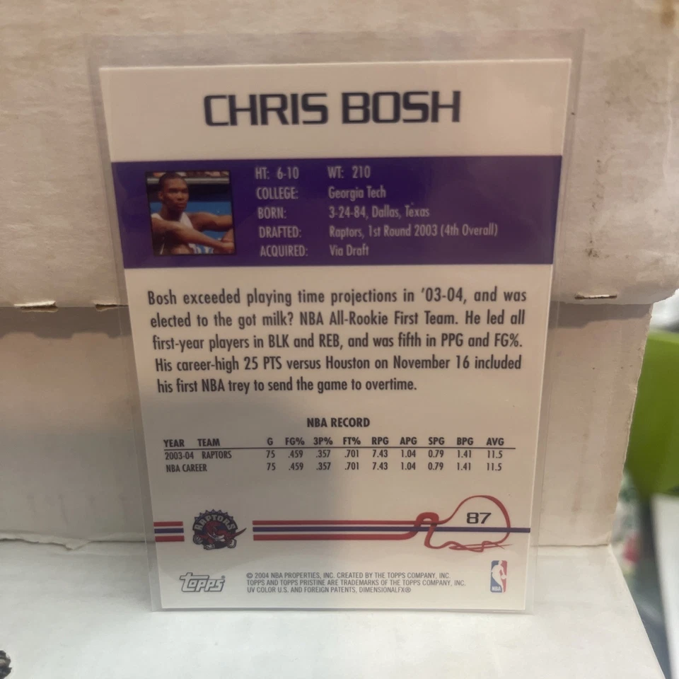 2004-05 Chris Bosh Toronto Raptors Basketball Card Topps Pristine #87 - Image 2 of 2