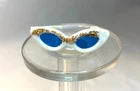 Vtg Barbie White rimmed Cat Eye Glasses Gold Glitter Knit Skirt Accessory Pak