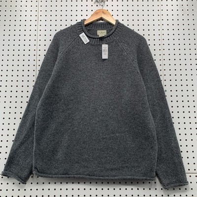 LL Bean Wool Rollneck Sweater Mens Medium Charcoal Gray Lambswool NEW