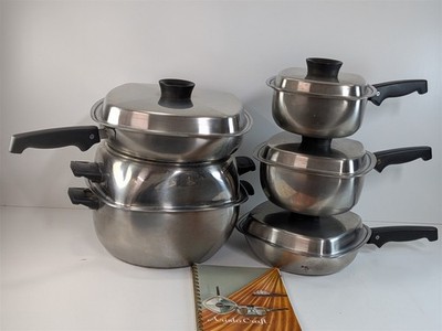 West Bend Aristo-Craft 11 Pc Set Dutch Oven Fry Pan Sauce Pans Stainless Steel