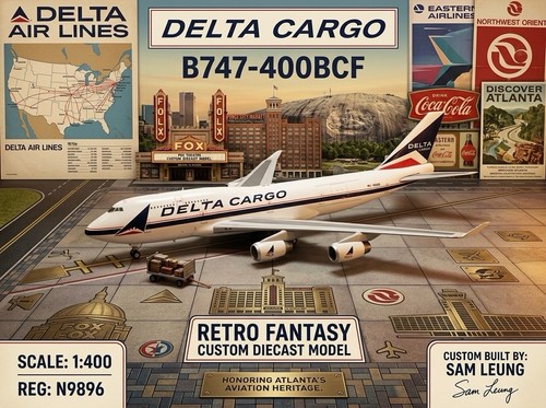 JC Wings 1:400 Delta Cargo B747-400BCF N9896 Retro Fantasy Custom Diecast Model