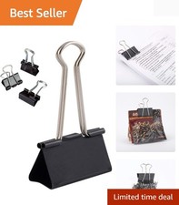 Pack of 12 Extra Large 51mm Black Metal Bulldog Clips for Documents & Notes