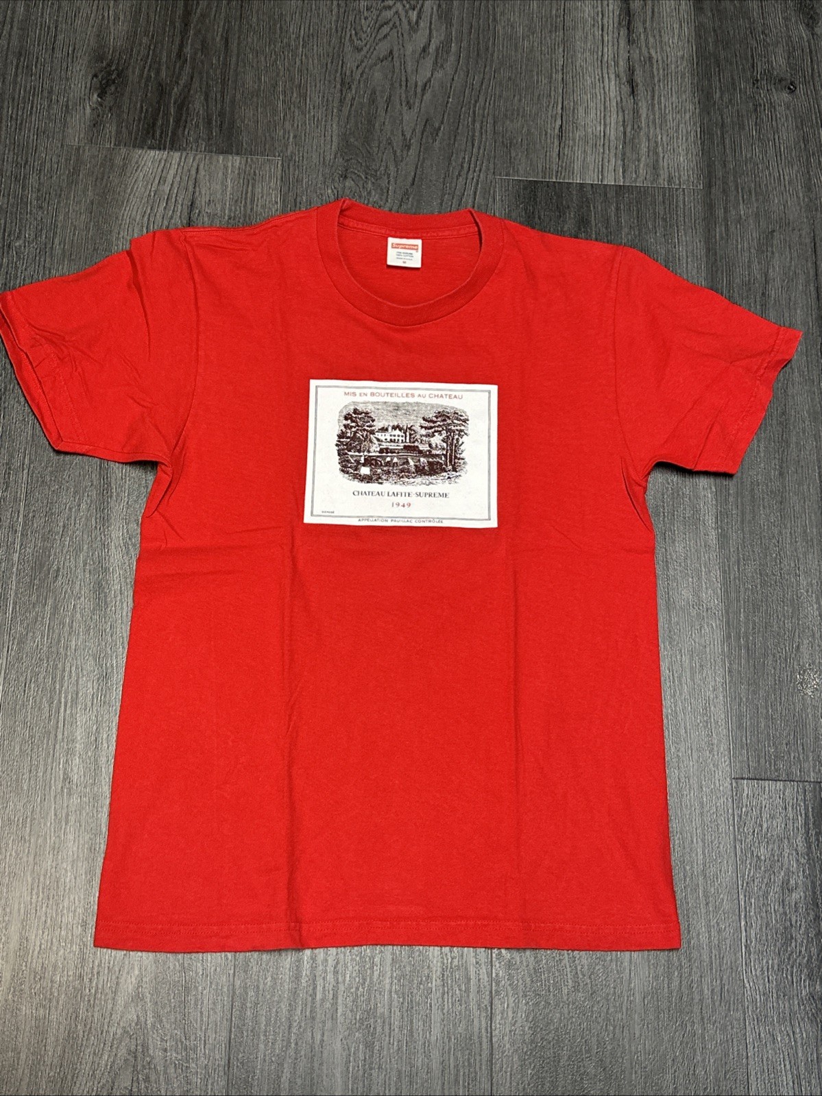 Supreme Chateau Lafite Supreme Tee Men's T-Shirt Size Medium Red FW16