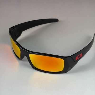 New Oakley Gascan Black Frame Ruby Fire Iridium Sunglasses With Case Box