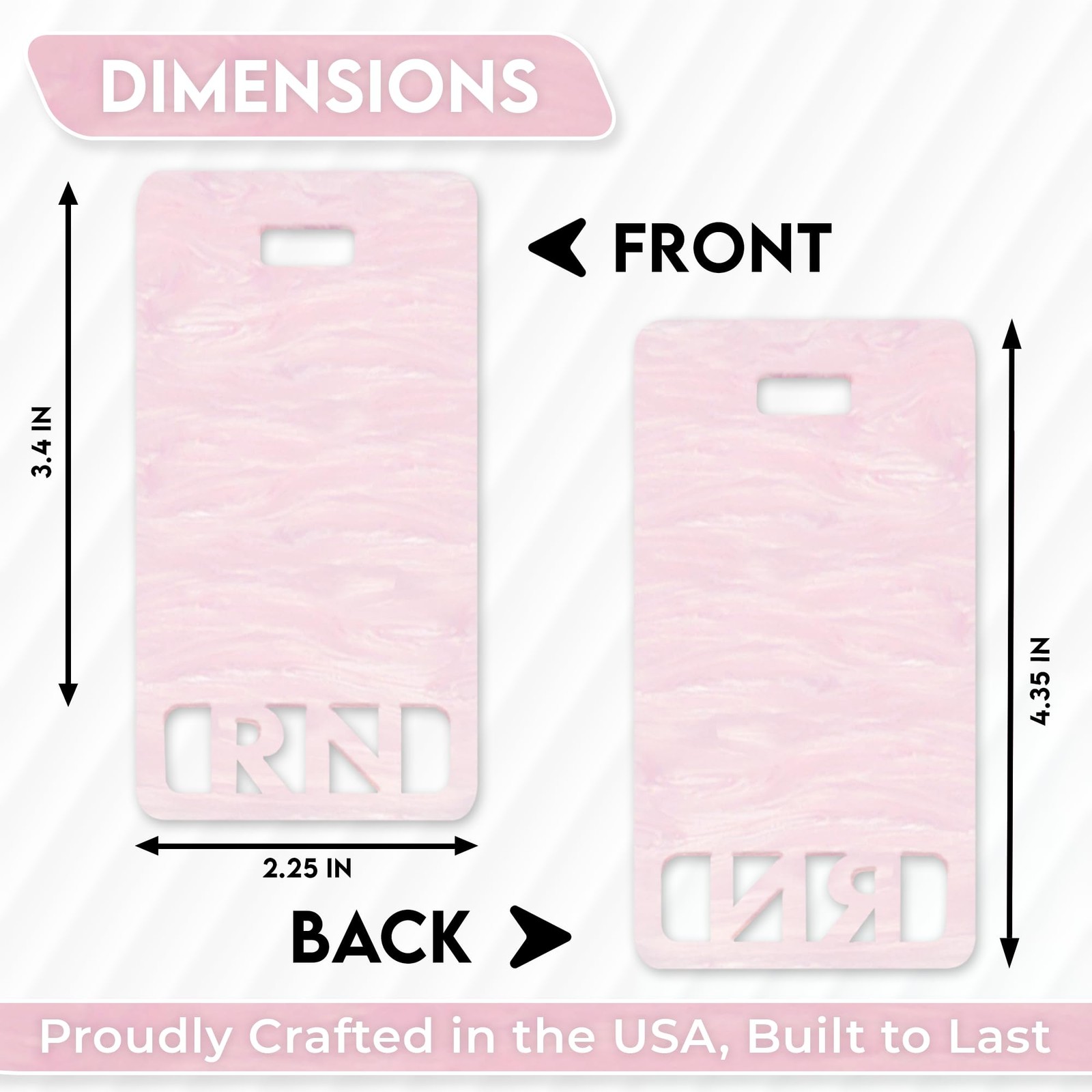 как выглядит RN Badge Buddy Vertical Cute Registered Nurse Acrylic Card ID Light Pink Pearl фото