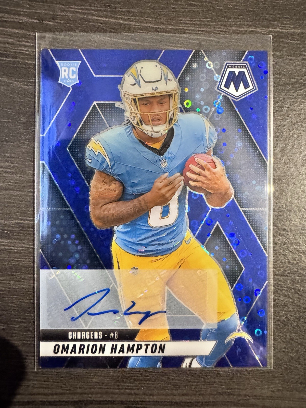 2025 Panini Mosaic - Omarion Hampton - Blue Disco Auto - #335 (RC) (AU)