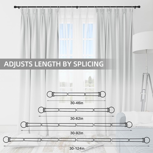 Thestoa 2 pack Black Curtain Rods for Windows 48 to 92 inch, Adjusts Length b... - Picture 5 of 6