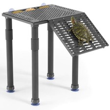 Upgraded Standing Turtle Basking Platform with Ramp, Built-in Feeding Tray