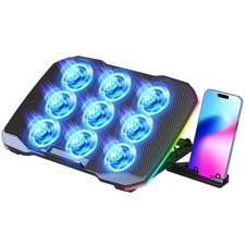 Laptop Cooling Pad, Gaming Laptop Cooler with 9 Quiet Fans, Laptop Cooling St...