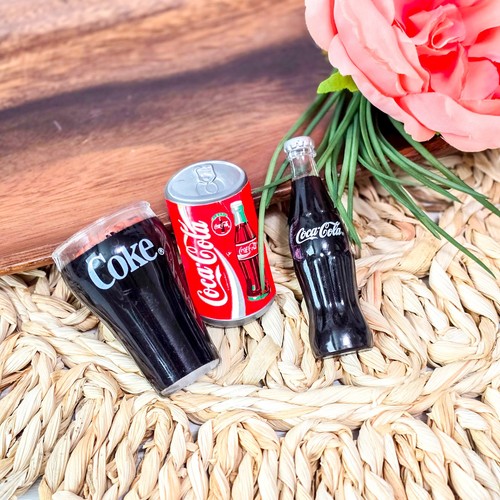 🧲 VTG 1990s Coca-Cola Magnet Lot Bottle, Coke Can & Glass Collectible Set of 3