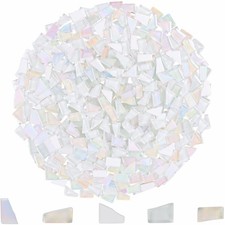 1.1 lb Irregular Crystal Mosaic Tiles White Glass Tile Pieces Crafts Bulk Ass...
