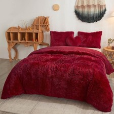 Luxury Shaggy Faux Fur Duvet Cover Set, Soft 3 PCS Fluffy Comforter Cover Set...